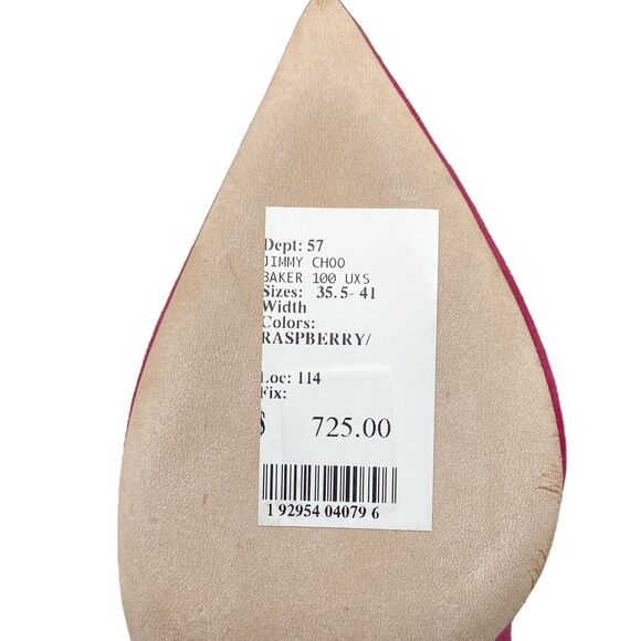 Jimmy Choo Women's Raspberry Suede Baker 100 Pointed Toe Heel Pumps Sz 39 US 9 - Picture 8 of 12